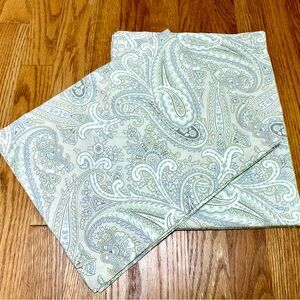 Pair Ralph Lauren Standard Pillow Shams Paisley Beige Gray Green Blue Cotton